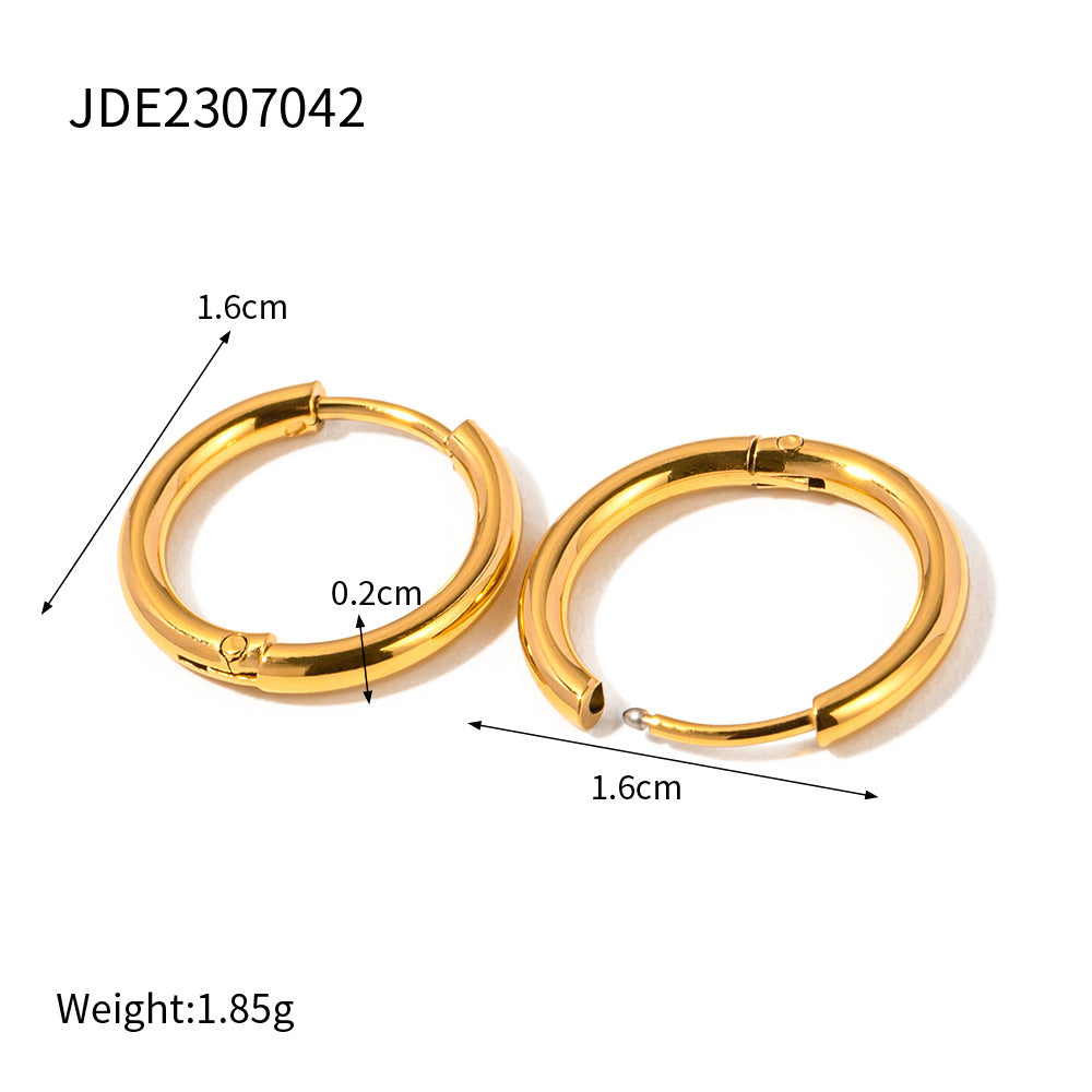 INS Style Heart-Shaped Titanium Steel Earrings with 18K Gold Plating for Women