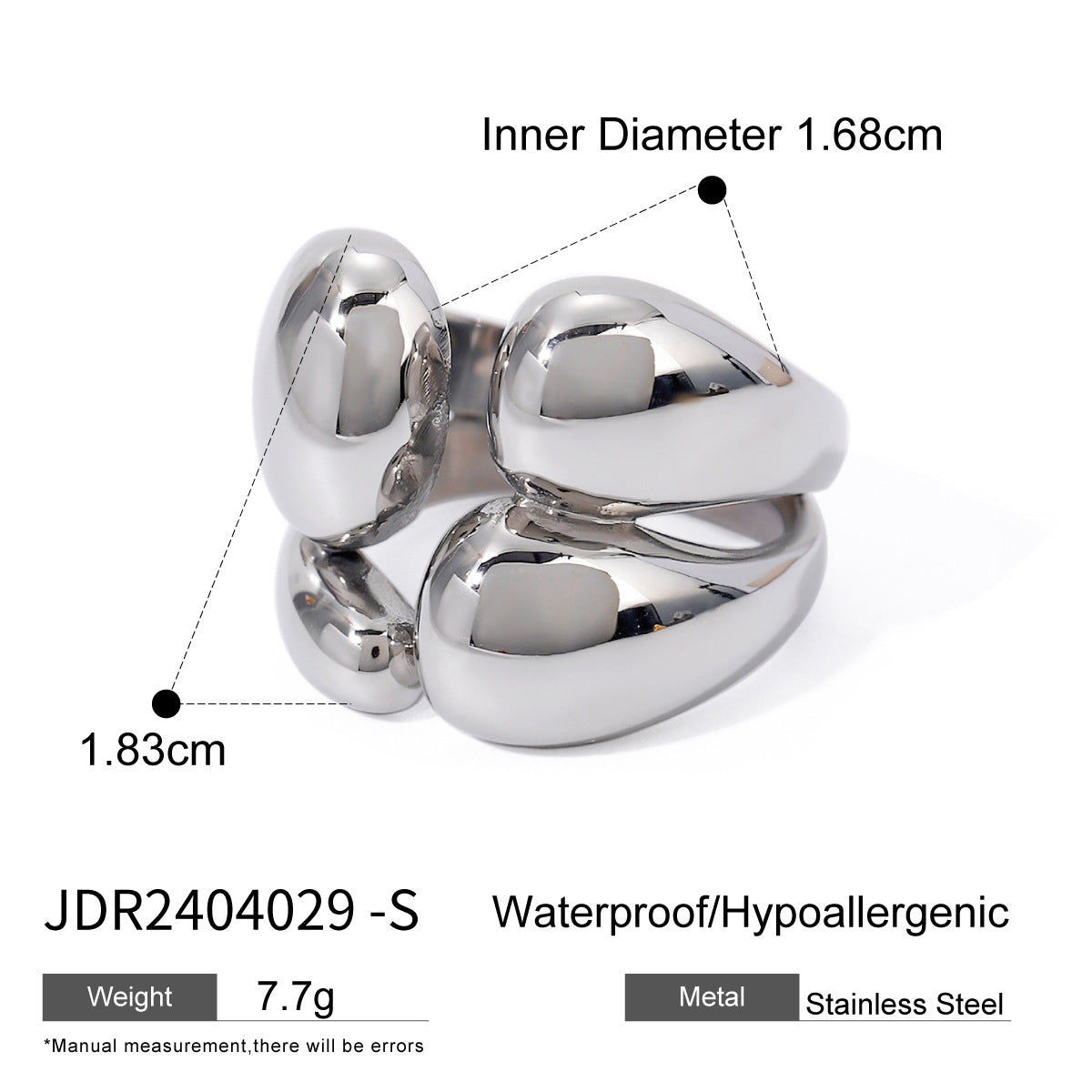 Minimalist 18K Gold Plated Irregular Geometric Double Layer Stainless Steel Ring