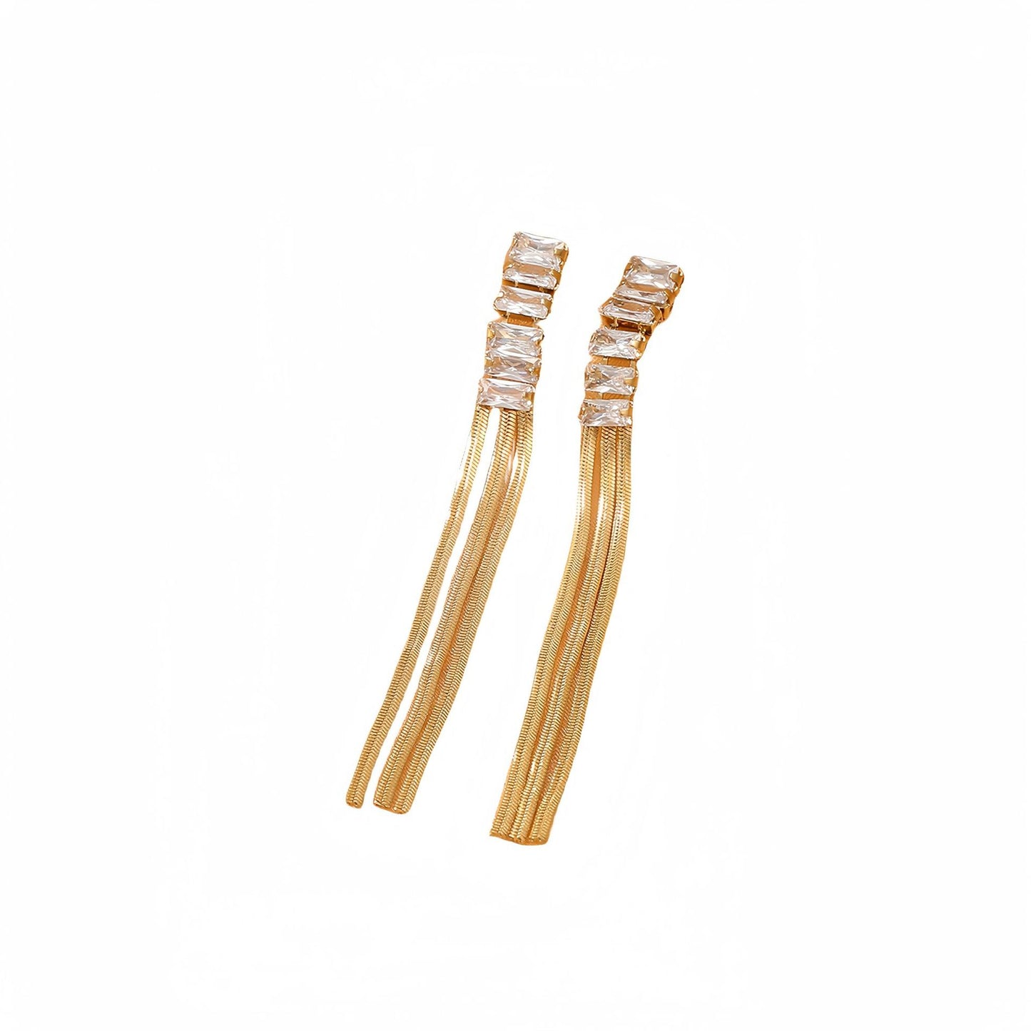 Pendientes de acero inoxidable con borlas de moda para mujer con acabado chapado, joyas elegantes y versátiles de estilo lujoso