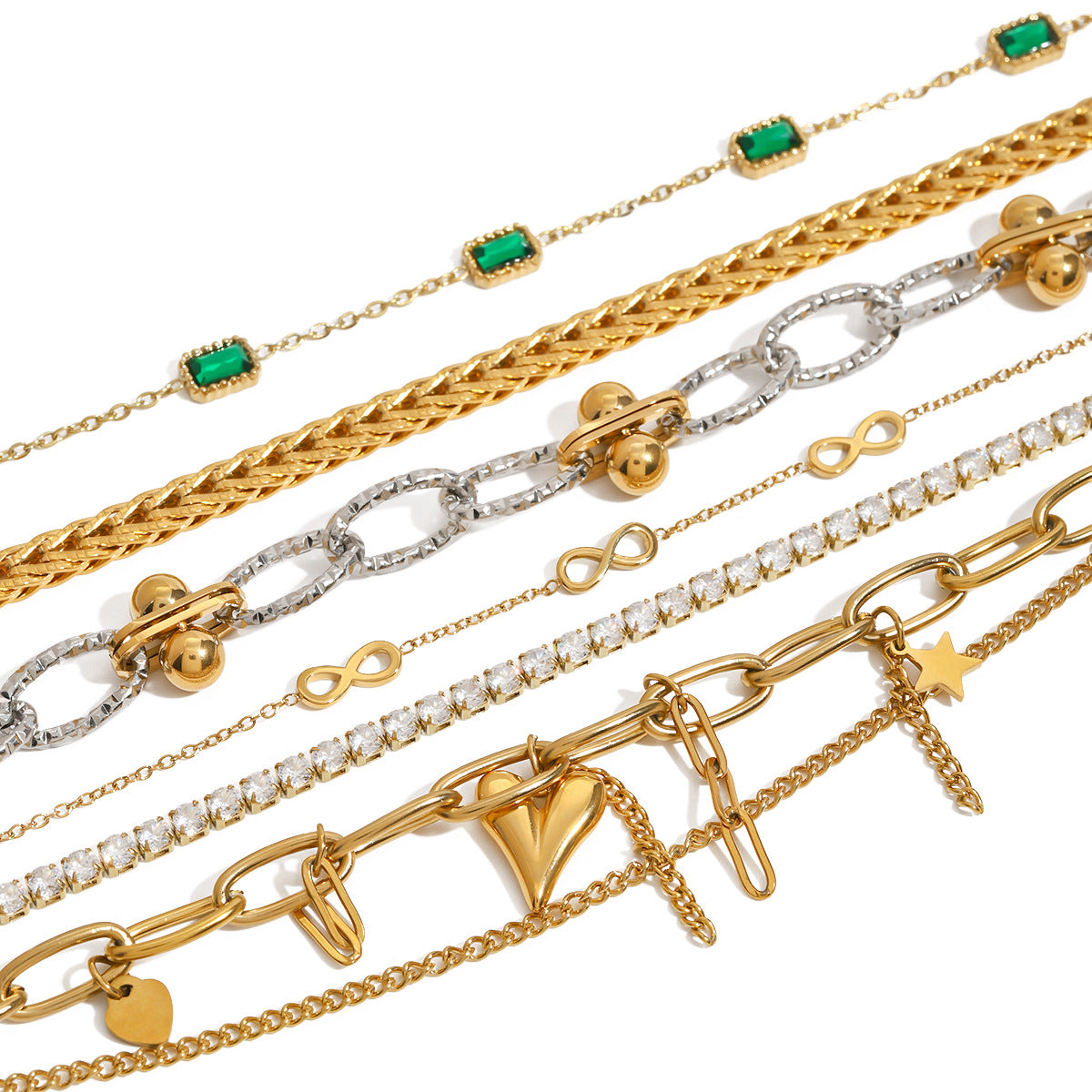 Bracciale minimalist a U in acciaio inossidabile con strass e perle placcate, catena in metallo, gioielli alla moda da donna