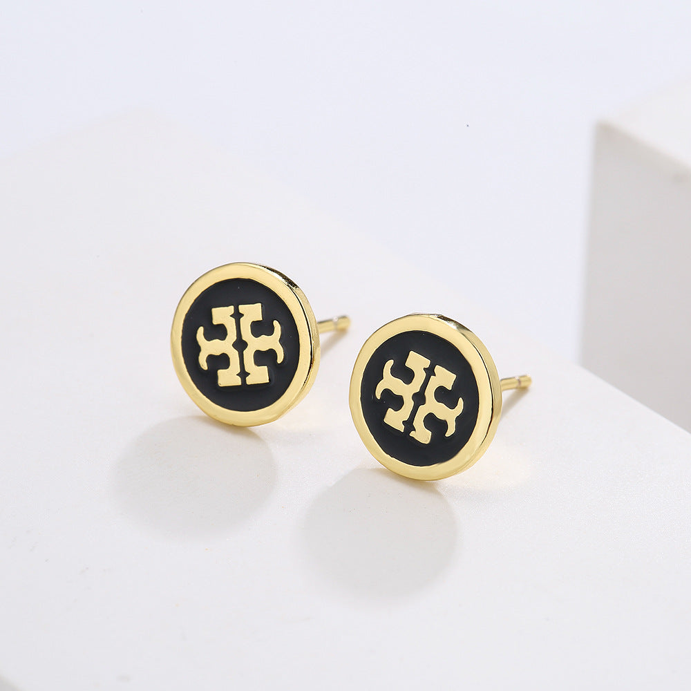Orecchini a Perno da Donna Minimalisti Geometrici Irregolari Smaltati in Rame Placcato Oro 18K Stile Vintage
