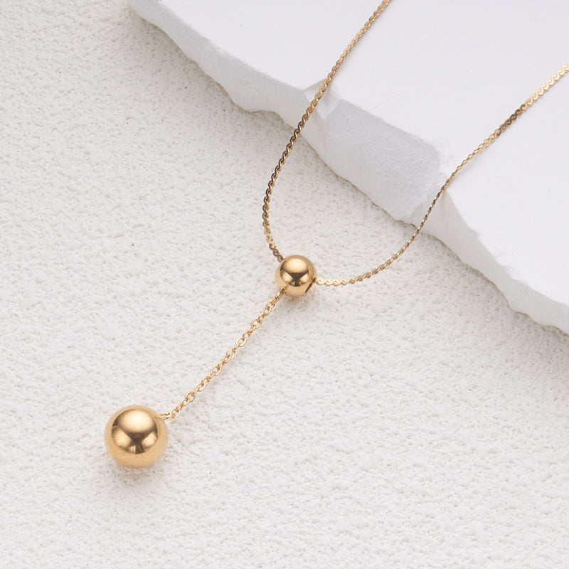 Minimalist Geometric Stainless Steel Necklace with Polished Finish and Delicate Fringe for Women