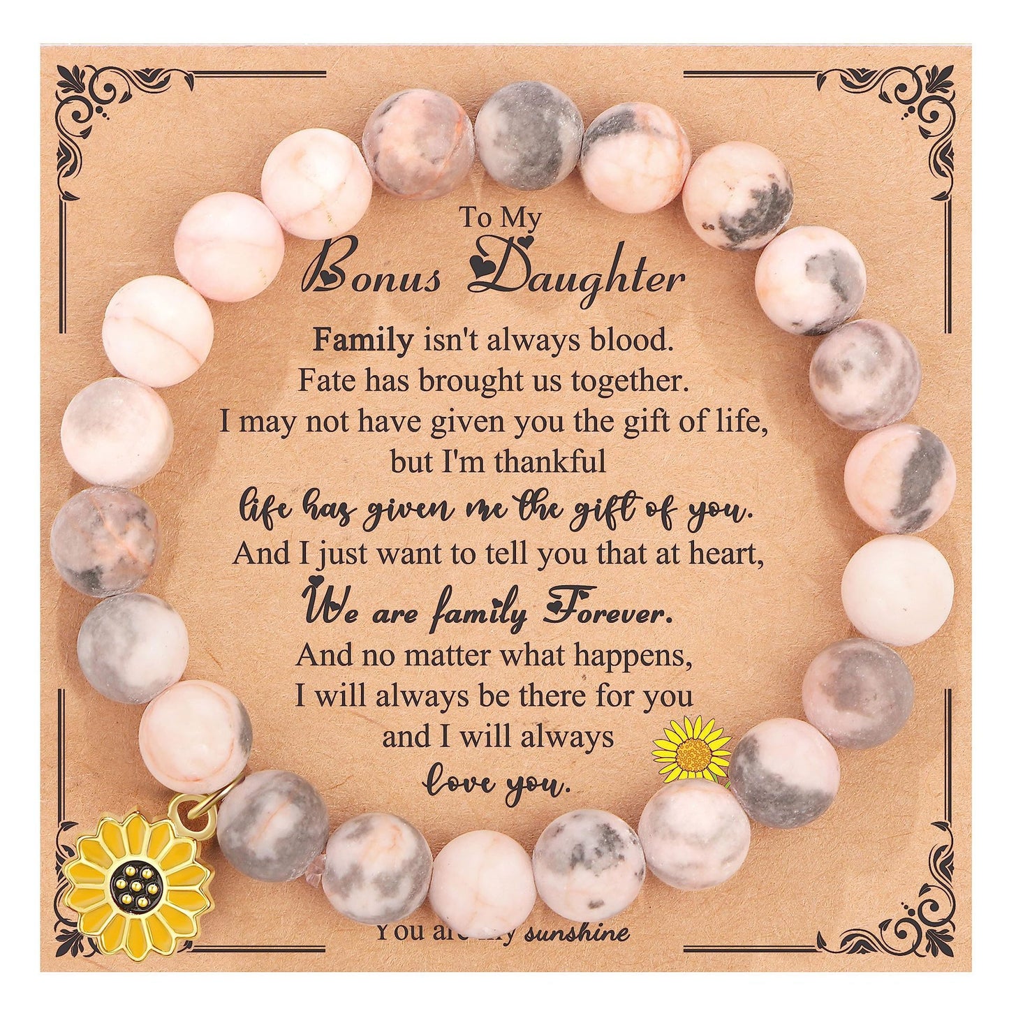 Sweet Floral Sunflower Gemstone Charm Bracelet for Women