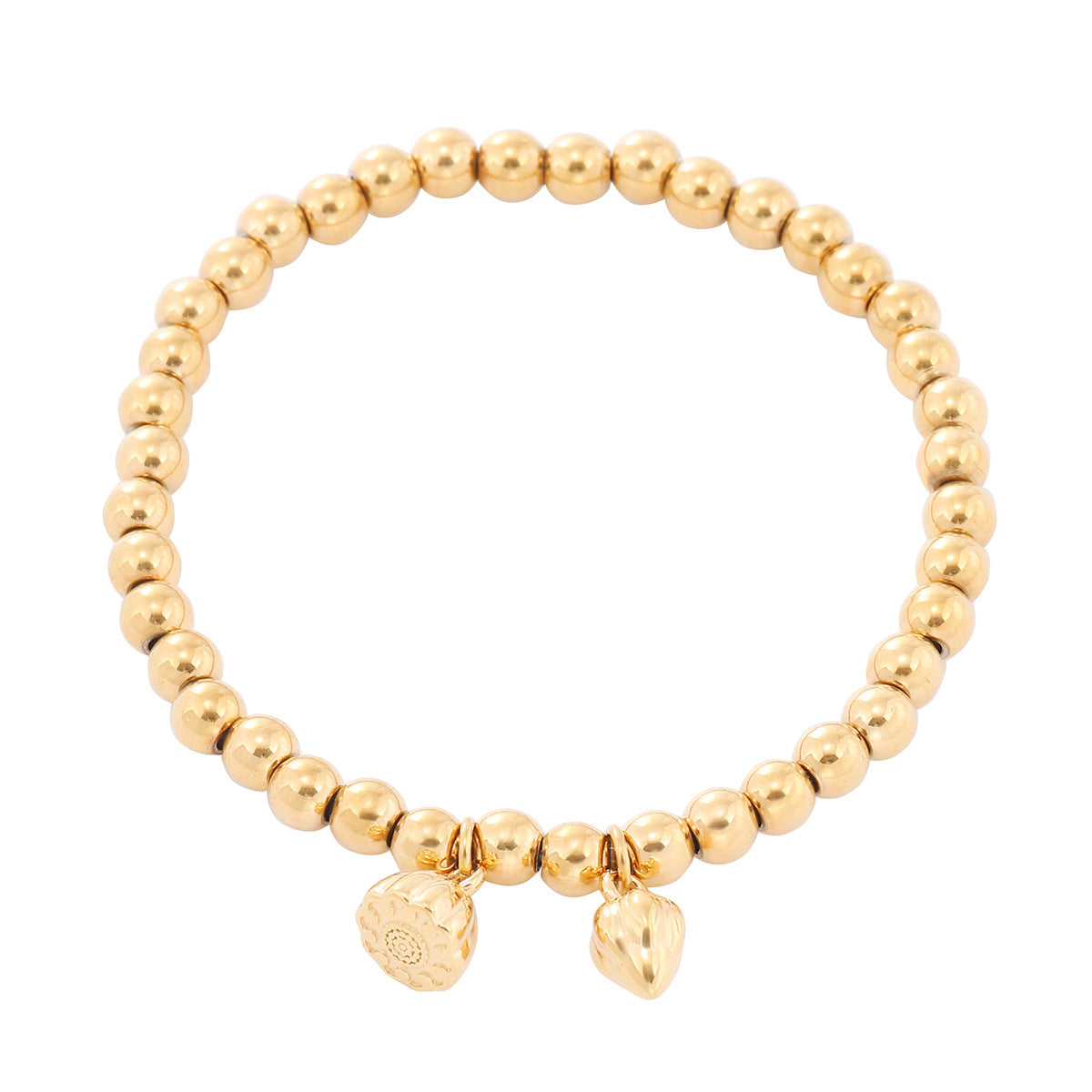 Fashionable OL Style Lotus Pod Shaped Titanium Steel Bracelet for Women with 18K Gold Vacuum Plating and Stainless Steel Beads