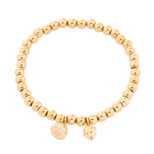 Fashionable OL Style Lotus Pod Shaped Titanium Steel Bracelet for Women with 18K Gold Vacuum Plating and Stainless Steel Beads