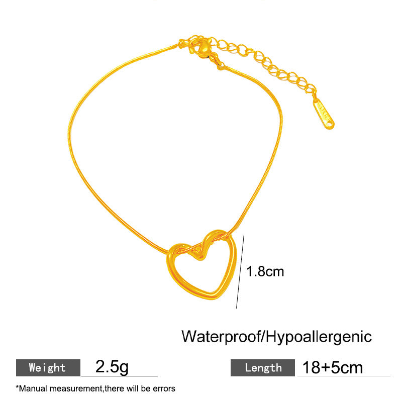 Hollow Heart Geometric Plated Titanium Steel Bracelet Unisex