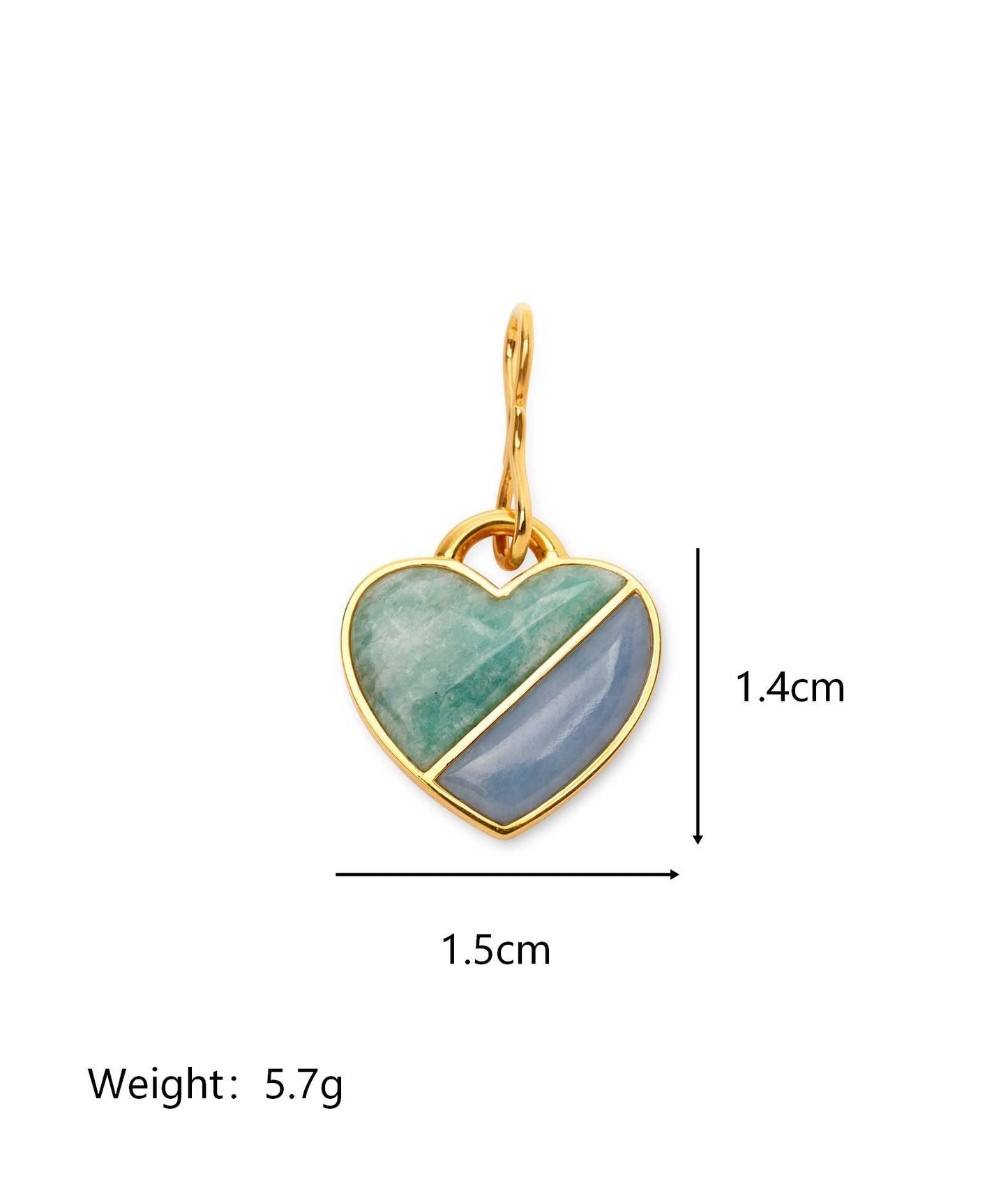 Fashion Gold Plated Brass Heart Round Geometric Cubic Zirconia Charm Bar for Unisex