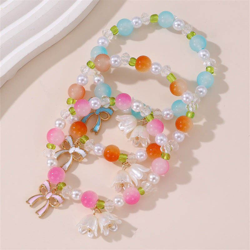 Braccialetto Mughetto Dolce per Bambine, Braccialetto in Resina Minimalista Stile Fresco con Design a Stella, Gioielli Artigianali alla Moda per Bambine dai 6 ai 10 Anni