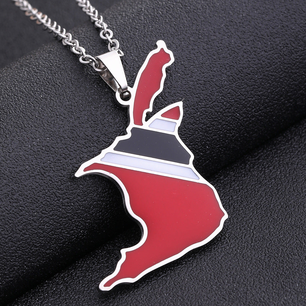 Collar con Colgante Geométrico de Moda de Acero de Titanio con Acabado Esmaltado para Unisex, Estilo Cadena O