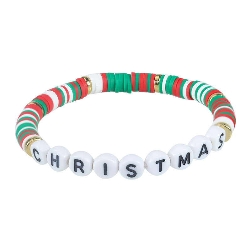 Christmas Letter Alloy Charm Bar Bracelet Unisex DIY Handmade