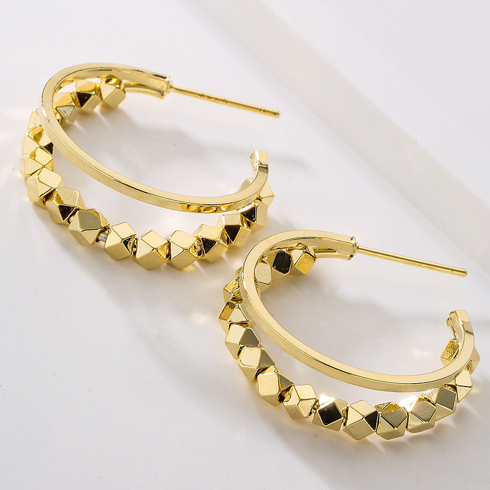 Minimalist Geometric Irregular Earrings for Women Copper Base with 14K Gold Plated Posts