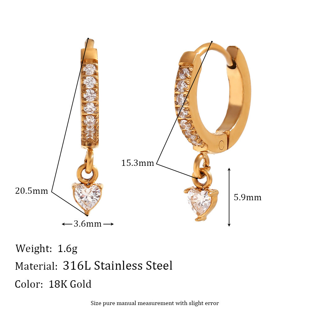 Pendientes de Acero Inoxidable con Estrella Geométrica Minimalista, Baño de Oro de 18K y Circonitas Microengastadas