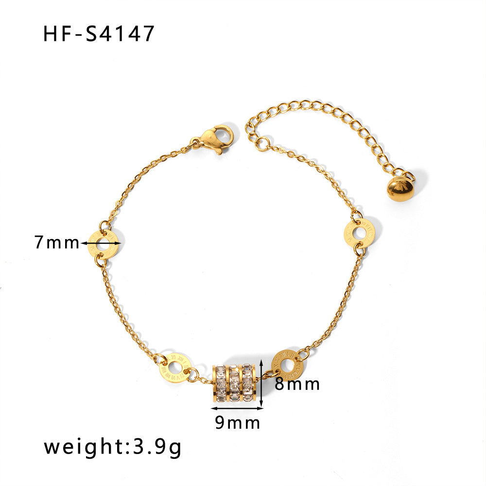 Minimalist Heart-Shaped Pearl Pendant Bracelet for Women with Titanium Steel Chain and Zircon Inlay