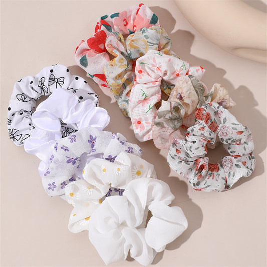 Set di Elastici per Capelli Carini con Fiocco Floreale per Bambini, Anelli per Capelli in Tessuto Morbido dal Design Minimalista