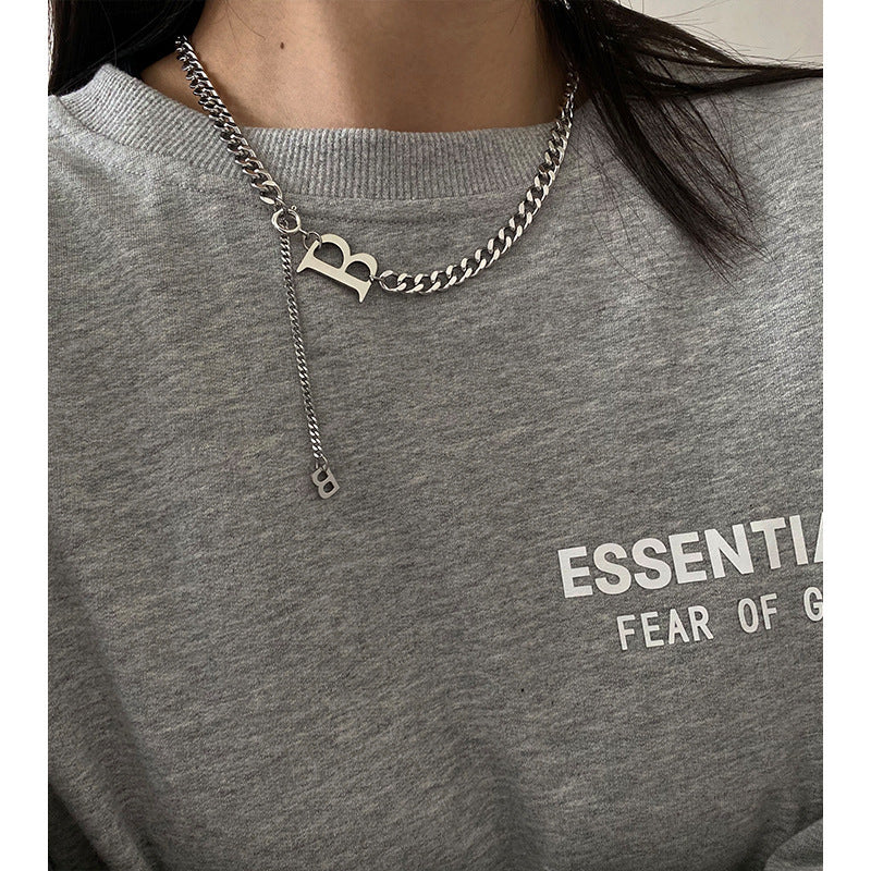 Collar Minimalista de Doble Capa con Cadena de Serpiente, Geométrico, de Acero de Titanio, Bañado, Unisex