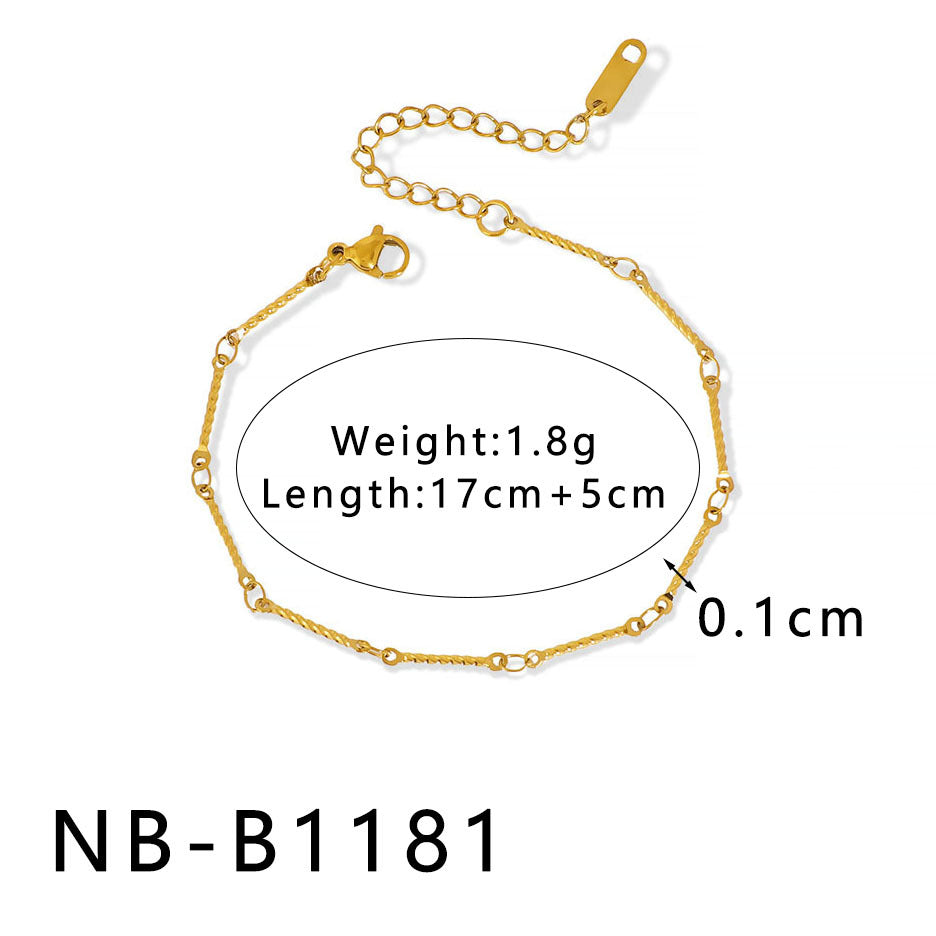 INS Style Geometric and Letter-Shaped Titanium Steel Stainless Steel Bracelet with 18K Gold Plating for Couples