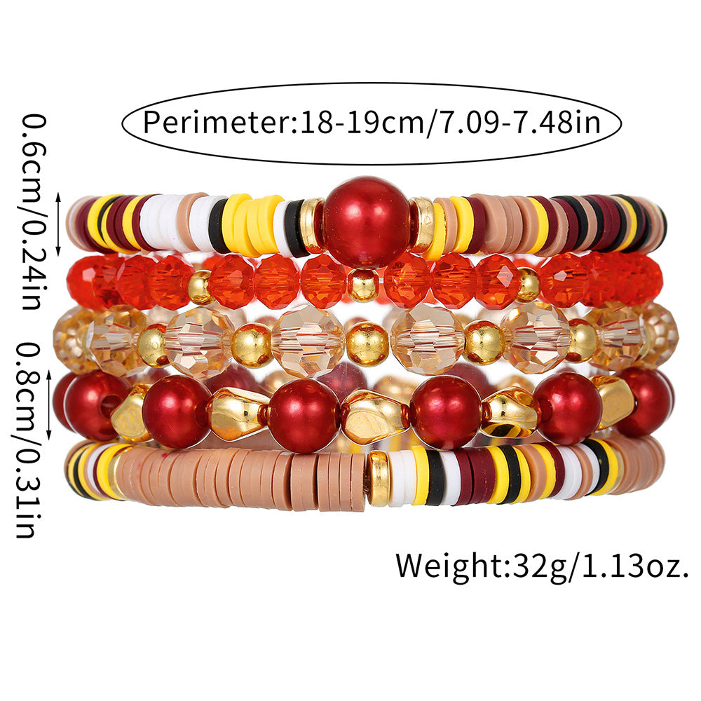 Bohemian Ethnic Geometric Resin Crystal Pearl Beaded Bracelet for Women and Men
