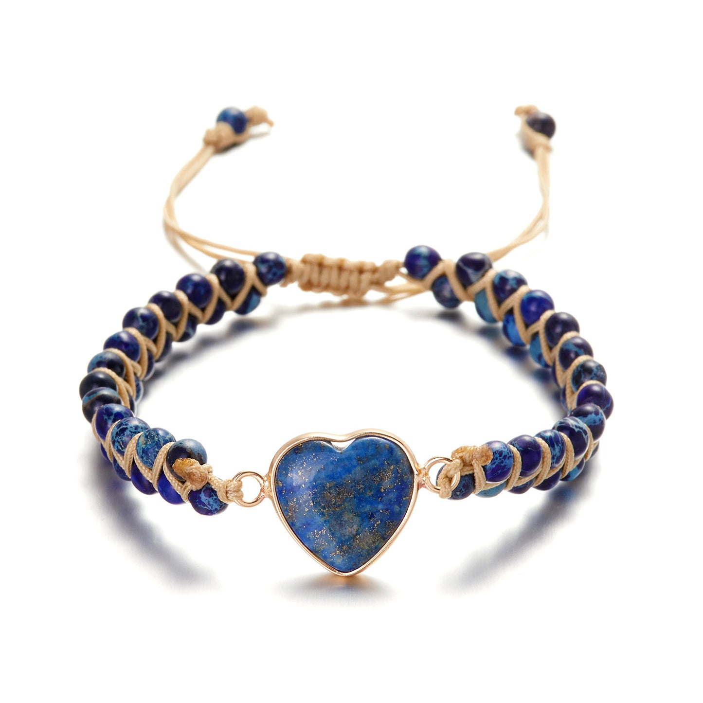 Vintage Bohemian Heart Shape Natural Agate Beaded Bracelet Unisex Ethnic Style Handmade Jewelry