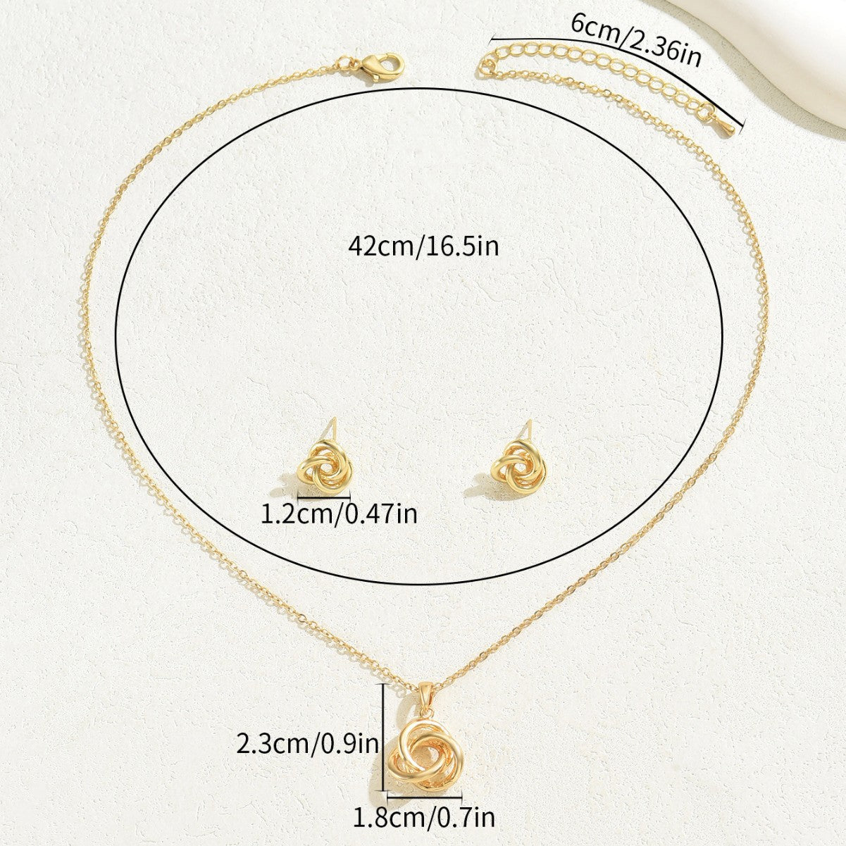 Conjunto de collar y pendientes de aleación con aros redondos geométricos entrelazados para mujer con cadena larga hasta la clavícula
