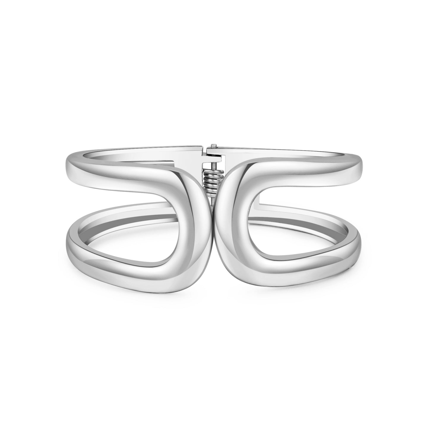 Minimalist Geometric Round Plated Alloy Spring Cuff Bracelet