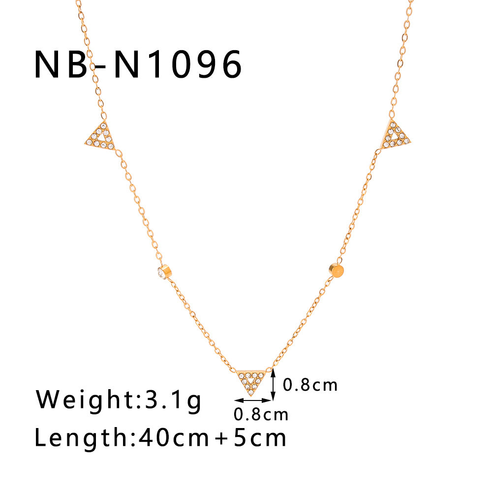 Minimalist Geometric Triangle Pendant Necklace in Stainless Steel with 18K Gold Plating, Hypoallergenic and Fade-Resistant