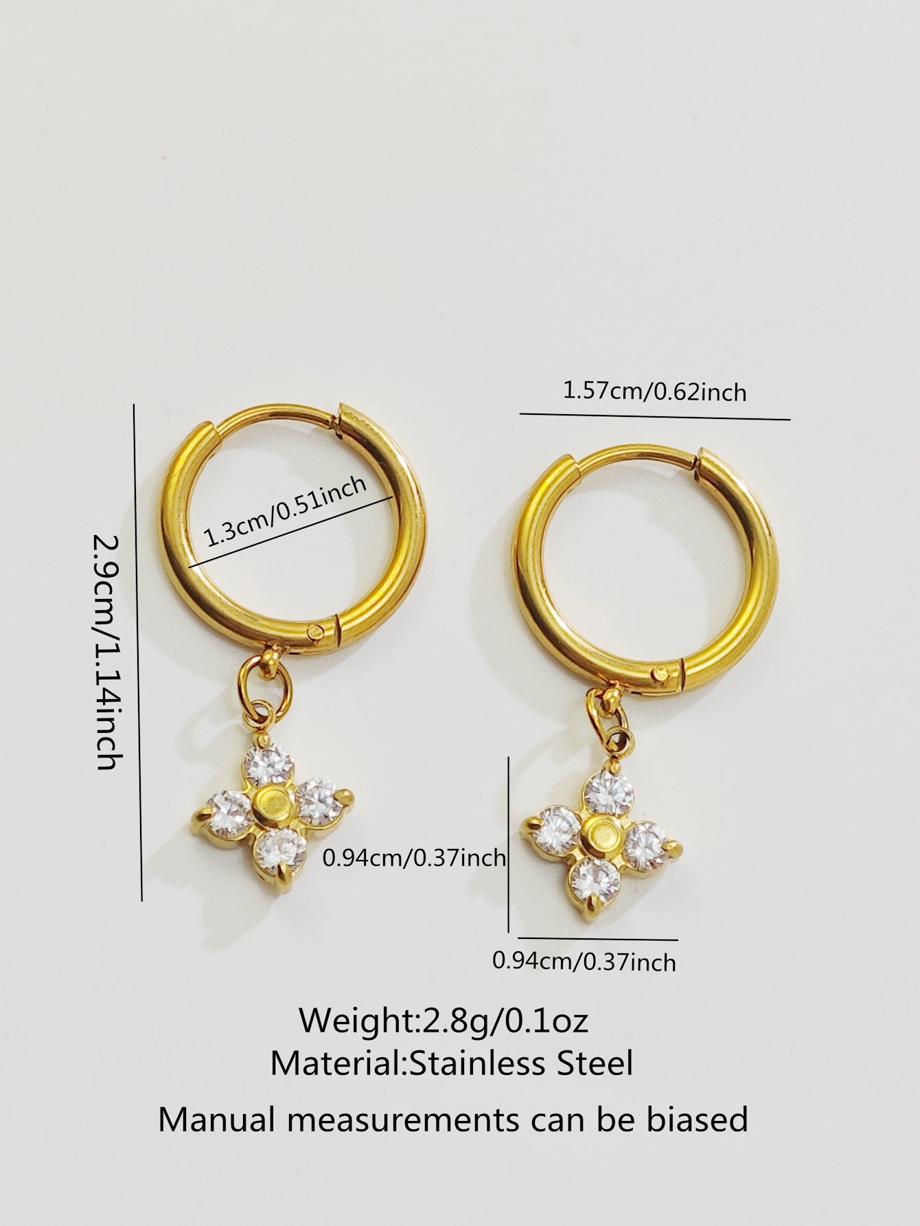 Elegant Floral Cubic Zirconia Inlaid Plated Stainless Steel Earrings for Women