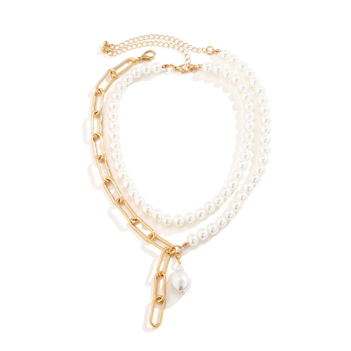 Collar de borlas asimétrico de dos niveles de inspiración barroca con colgante geométrico, hierro galvanizado, joyería de moda para mujer
