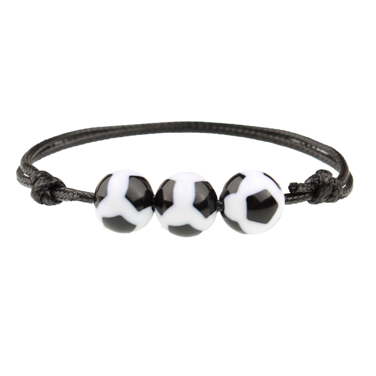 Sporty Geometric Acrylic Ball Beaded Bracelet Unisex Handmade Waxed Cord