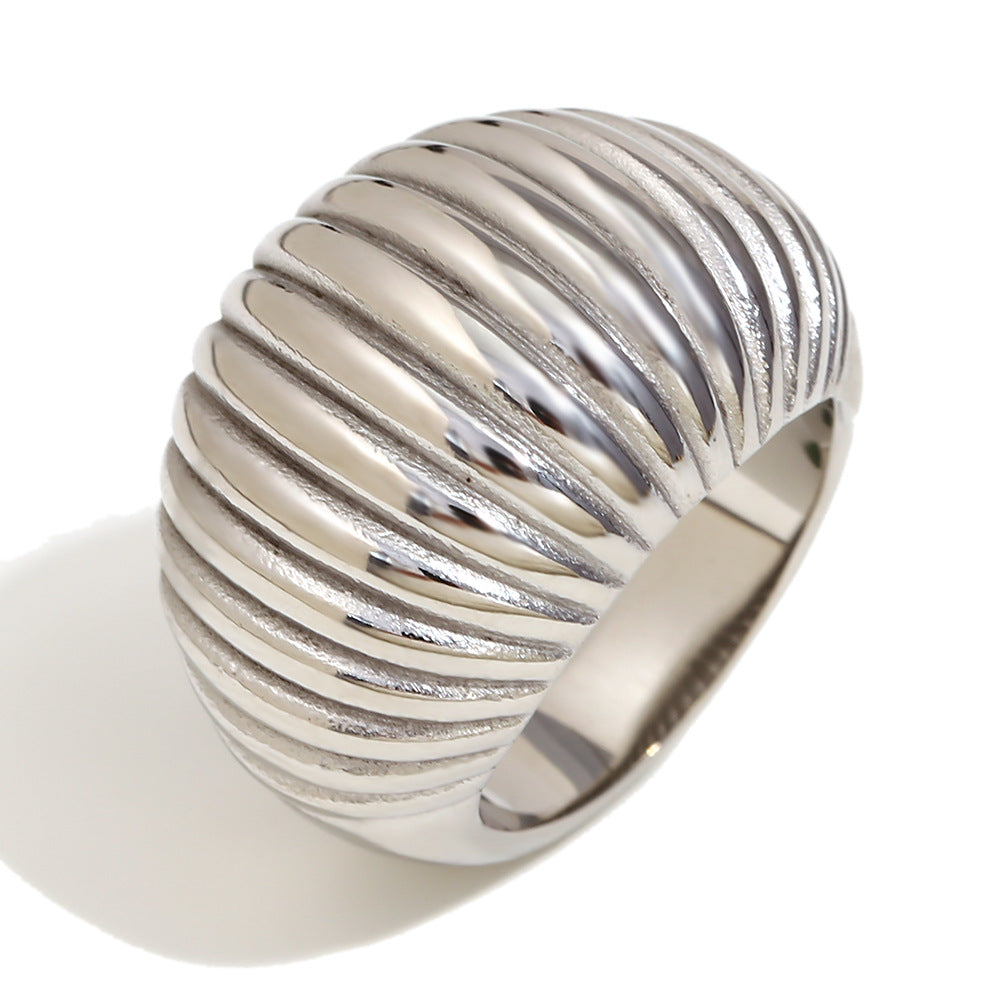Minimalist Geometric Stainless Steel Ring with 18K Gold Plating for Women