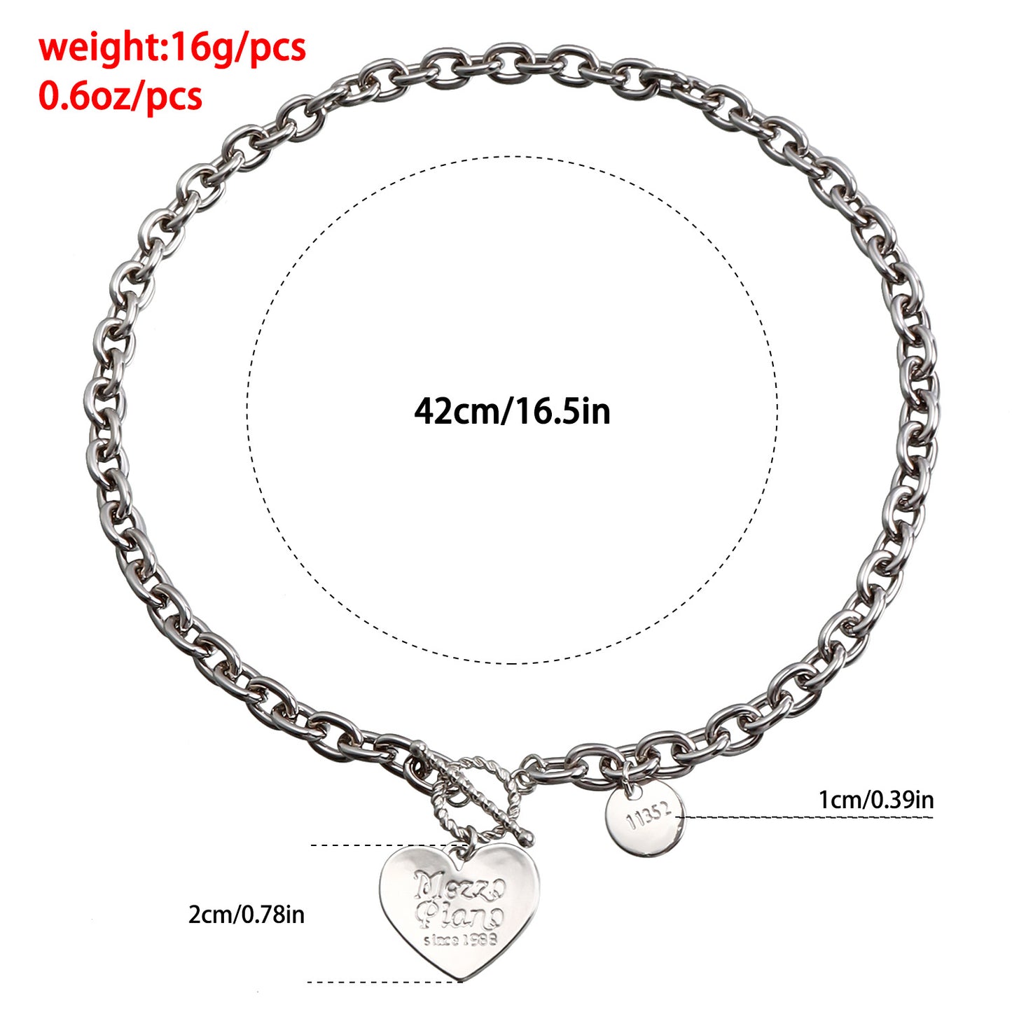Minimalist Cool-Tone Alloy Heart Pendant Necklace for Women with Plated Finish and Clavicle Chain Style