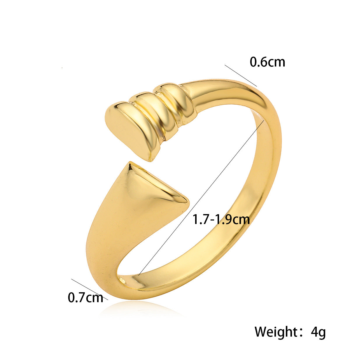 Anello Aperto Geometrico Minimalista da Donna in Rame Placcato Oro 18K, Fascia Liscia Impilabile alla Moda