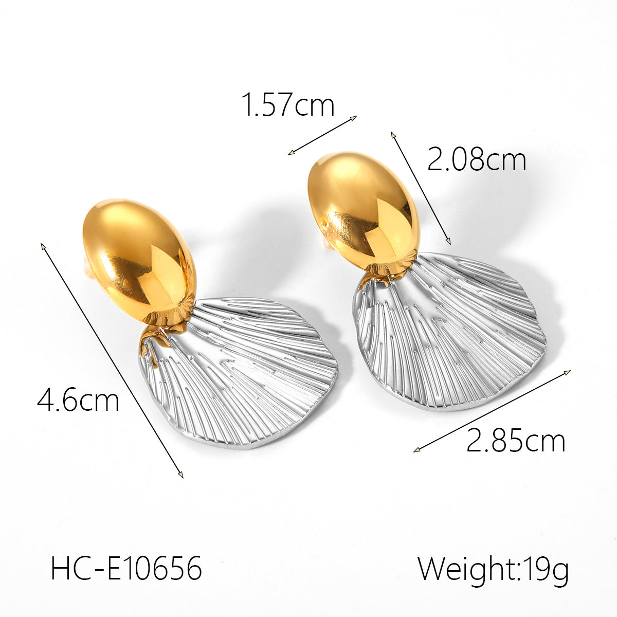 Minimalist Oval Geometric Stainless Steel Stud Earrings with Gold and Silver Plating for Women