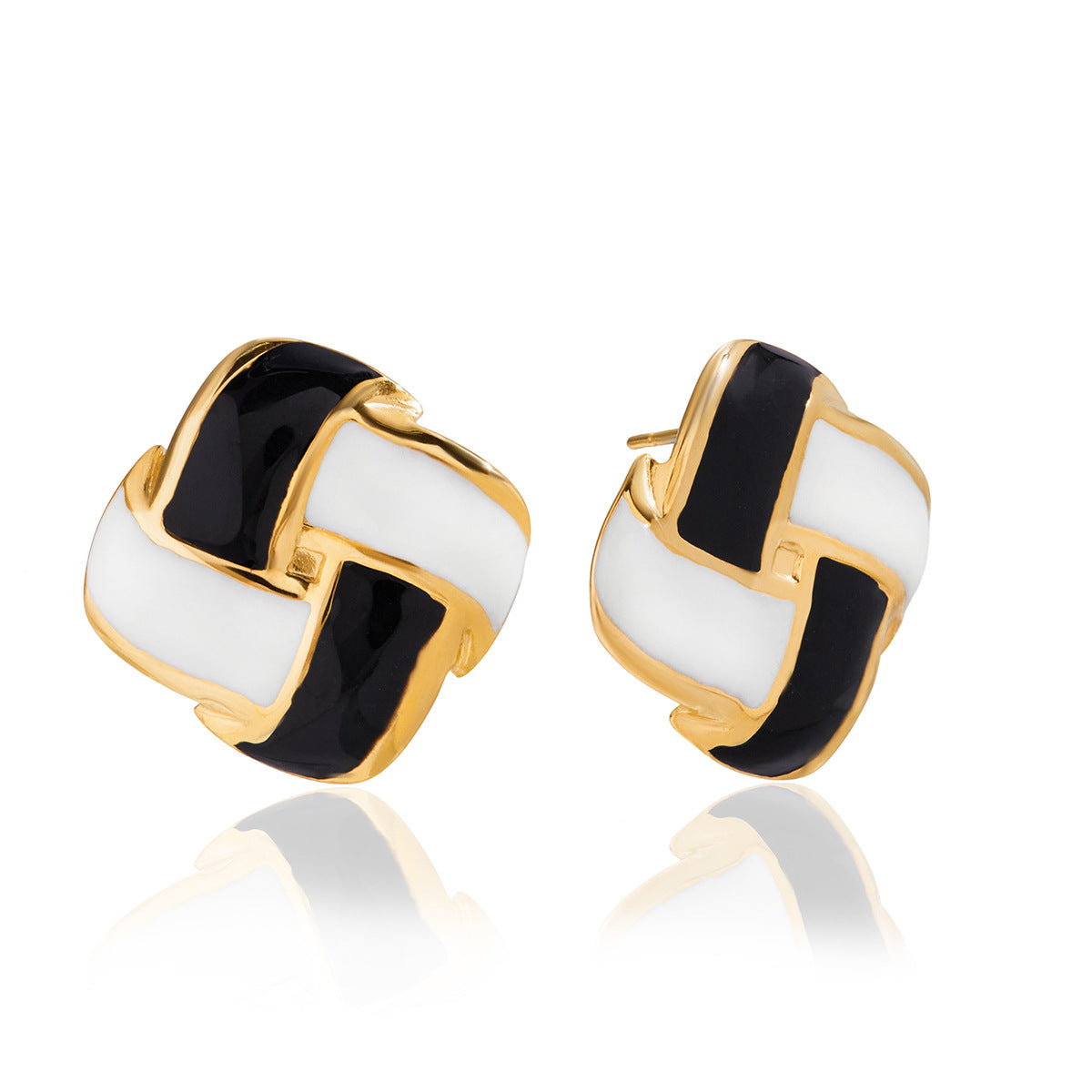 Pendientes cuadrados minimalistas de acero inoxidable con acabado esmaltado para mujer, hipoalergénicos y resistentes a la decoloración