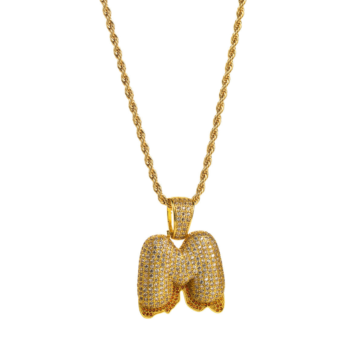Collana con ciondolo a lettera "Sweet-Edgy" da donna in ottone con intarsio in zirconi cubici su catena a clavicola