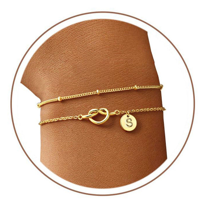 Fashion Layered Stainless Steel Letter Bracelet for Women
