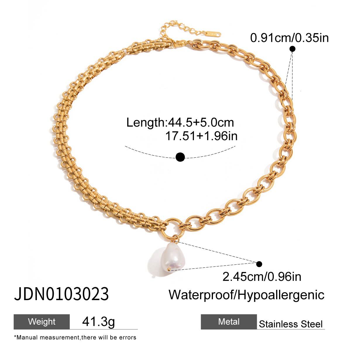 Elegant Geometric Stainless Steel Plated Necklace with Titanium Steel Pendant and Pearl for Women