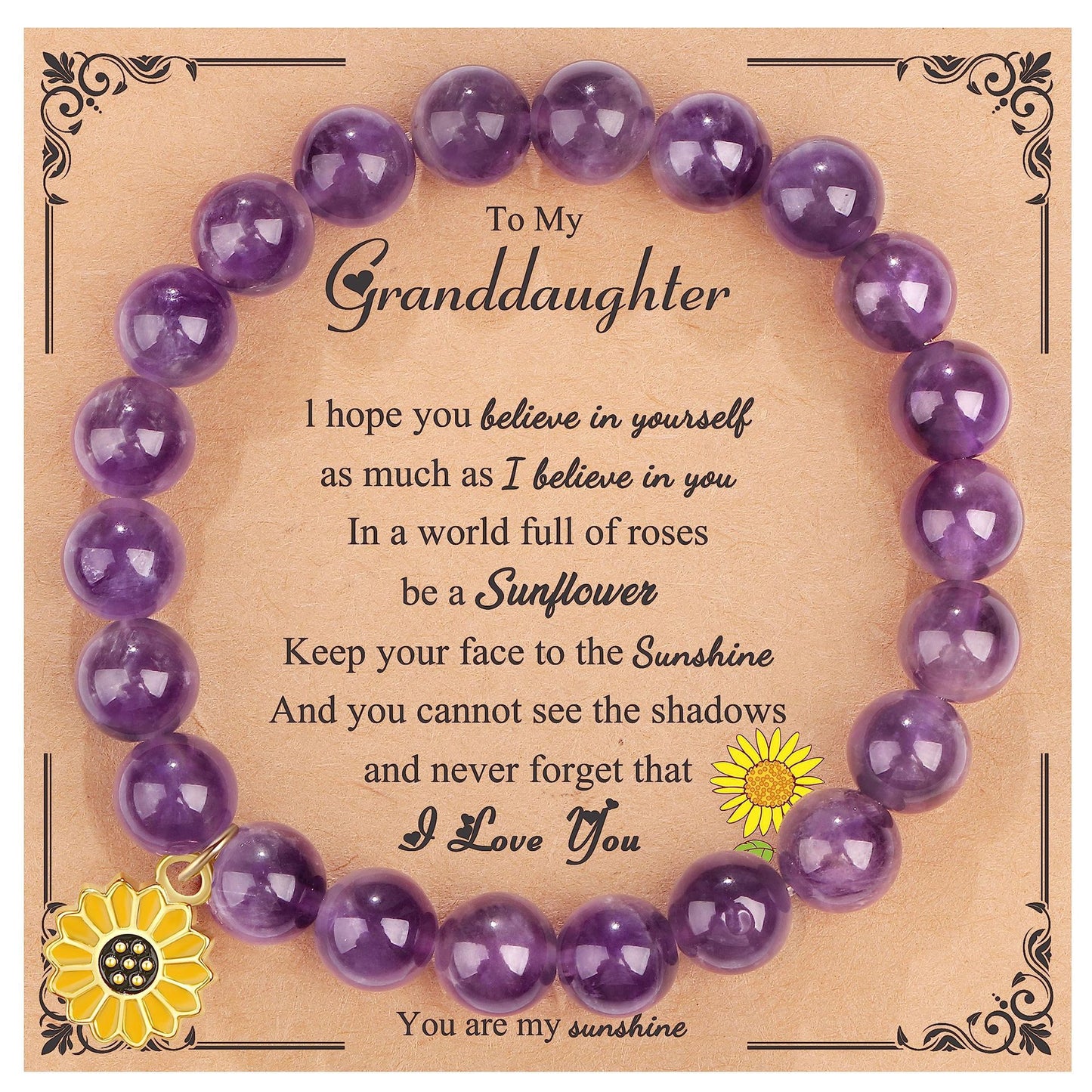 Sweet Floral Sunflower Gemstone Charm Bracelet for Women