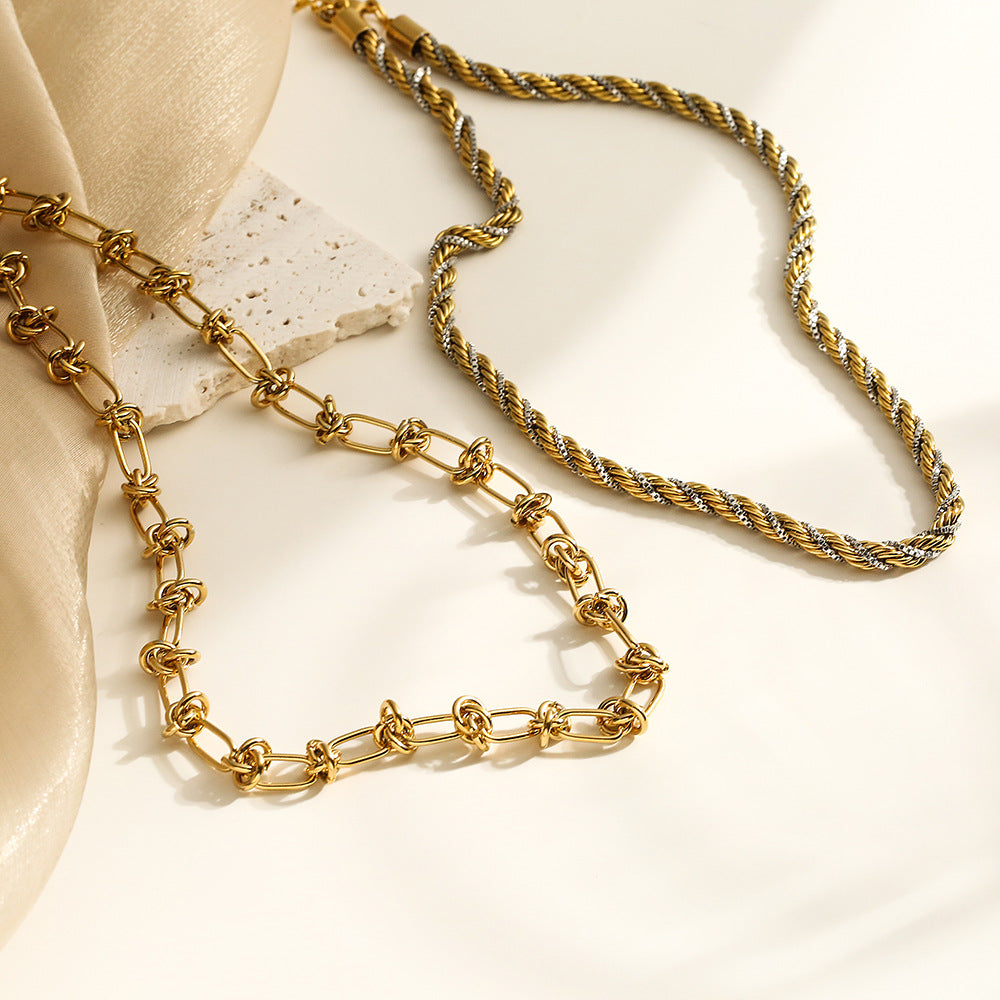 Minimalist Geometric Titanium Steel Necklace for Women with 18K Gold Plating, Hypoallergenic Clavicle Chain