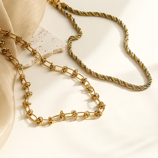 Minimalist Geometric Titanium Steel Necklace for Women with 18K Gold Plating, Hypoallergenic Clavicle Chain