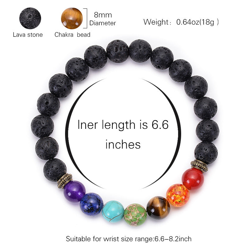 Natural Agate Lava Stone Beaded Bracelet Round Geometric Unisex Yoga Jewelry