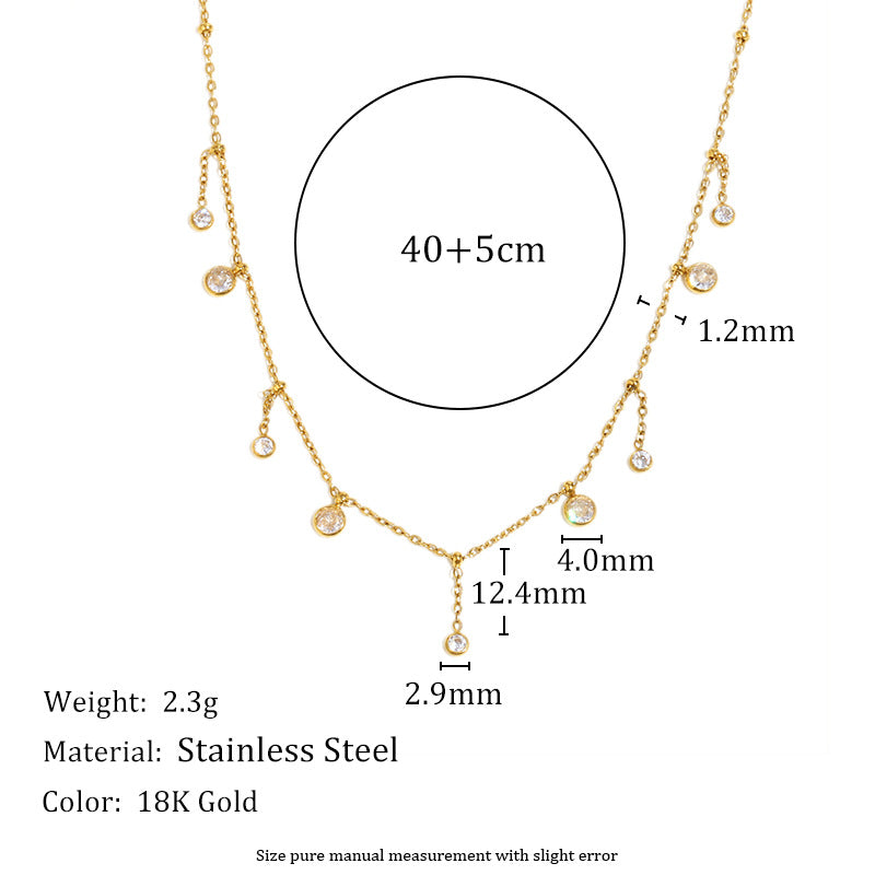 Minimalist Geometric Stainless Steel Plated 18K Gold Fine Chain Tassel Pendant Necklace for Women