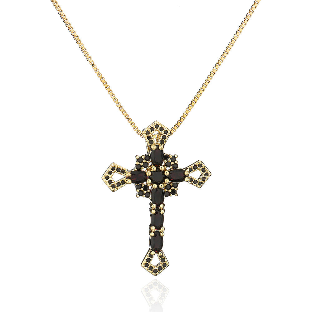 Minimalist Geometric Pendant Necklace for Women with Copper Base and 18K Gold Plating Featuring Zircon Inlay