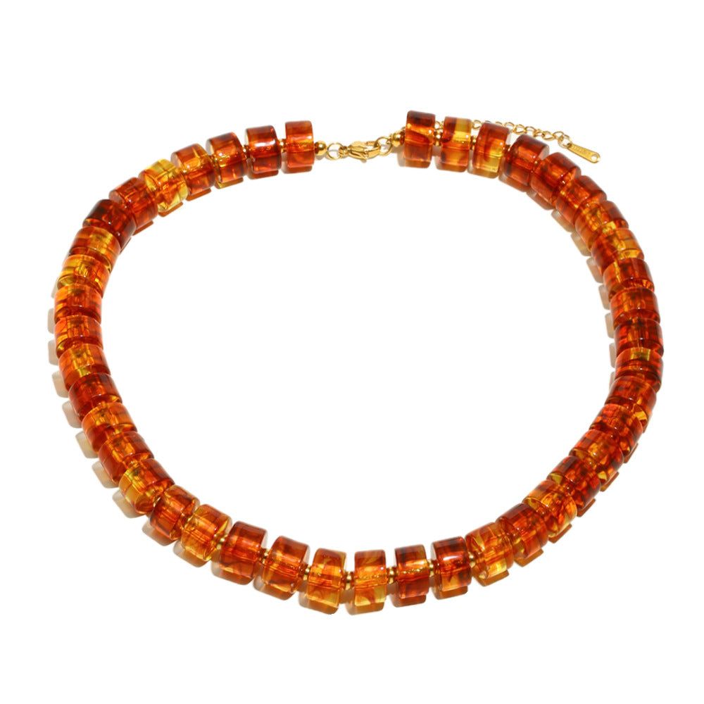 Collana cilindrica retrò minimalista in acrilico da donna con design geometrico e finitura ecologica