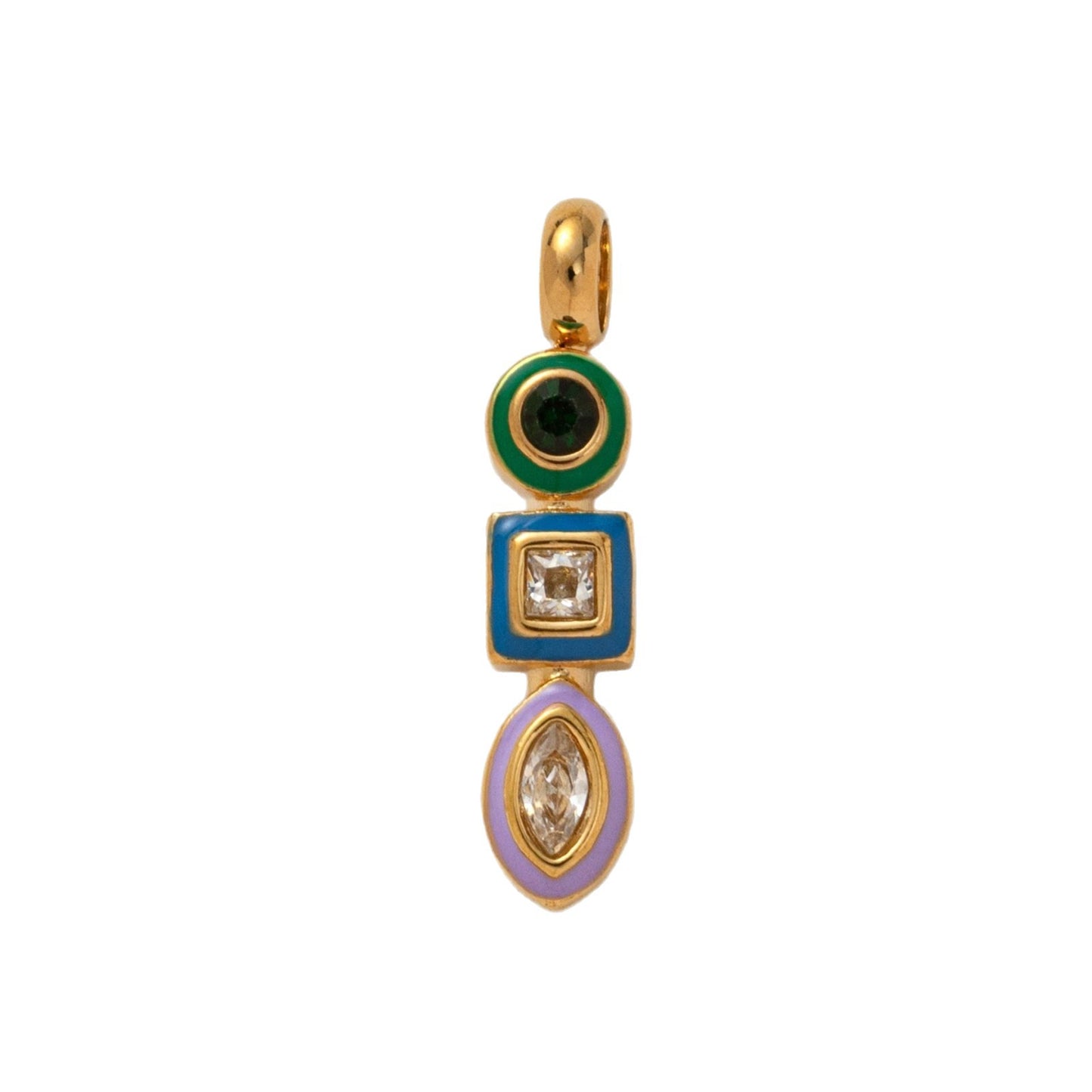 Plated Stainless Steel Necklace with Rhinestone and Gemstone Accents Featuring Cassette, Cake, Cloud, Shoe, Fries, and Headphone Charms