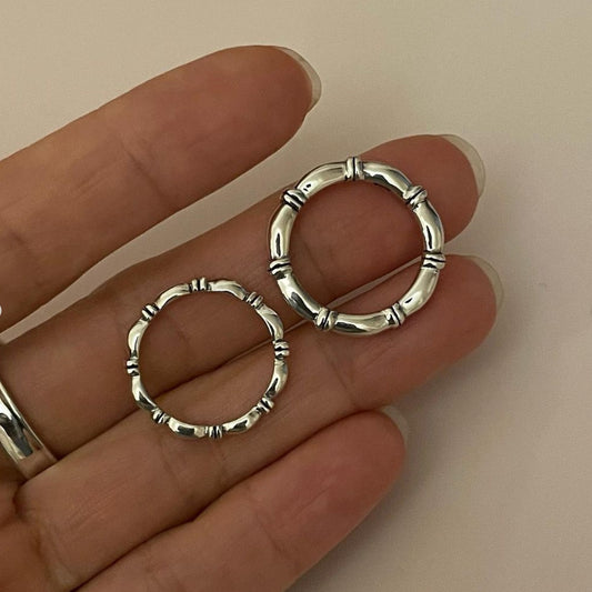 Anillo de plata de ley 925 chapado, vintage, dulce, geométrico, floral, para mujer