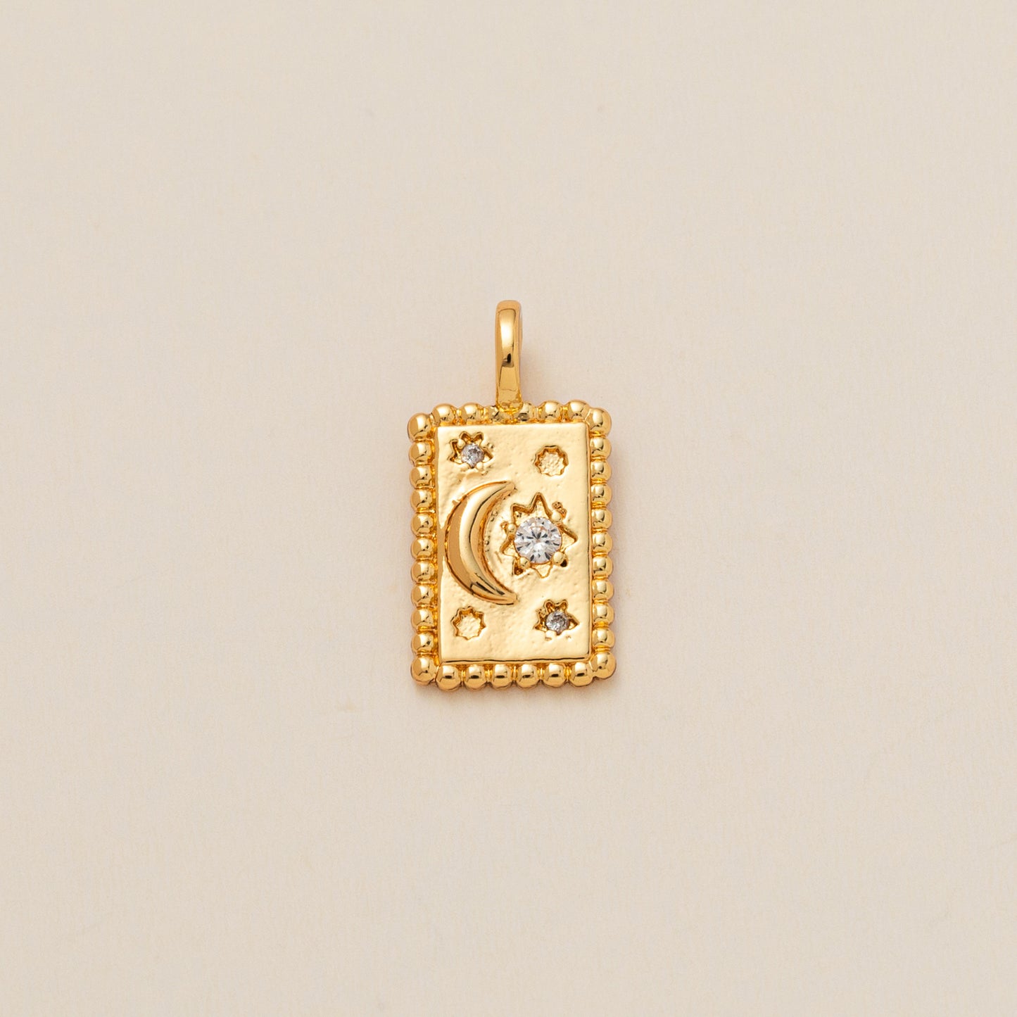 Fashion Plated Brass Moon Star Cross Pendant with Cubic Zirconia DIY Charm Bar Necklace for Unisex