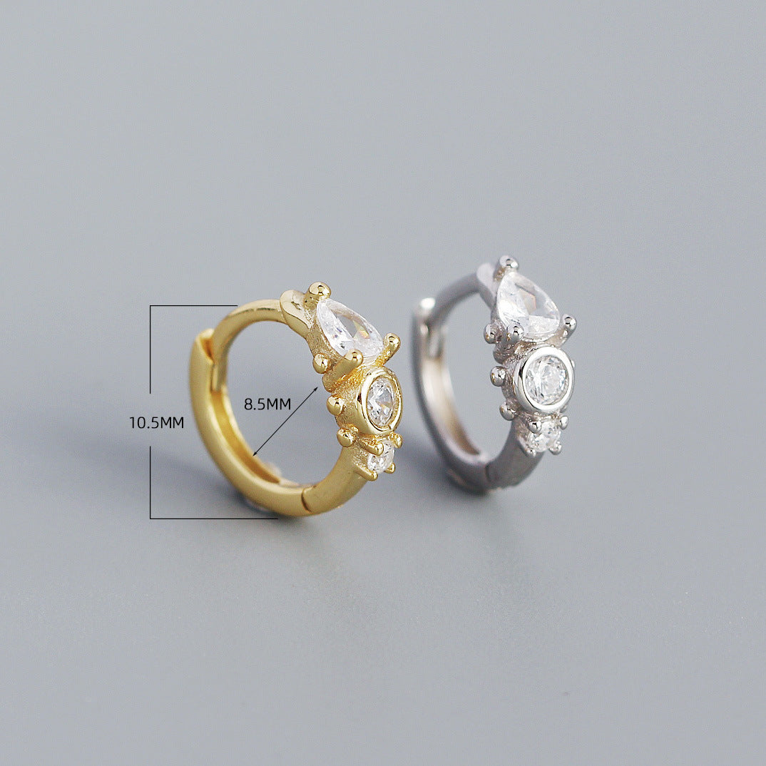 Orecchini a cerchio in argento sterling S925 a goccia minimalisti con intarsio di zirconi