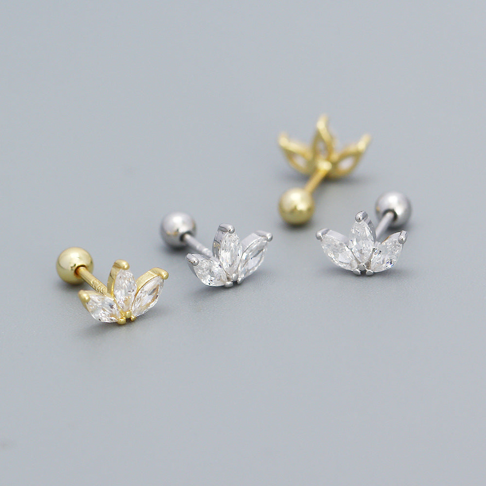 Sweet Elegant Floral 925 Sterling Silver Earrings