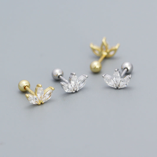 Orecchini in argento sterling 925, motivo floreale elegante e raffinato