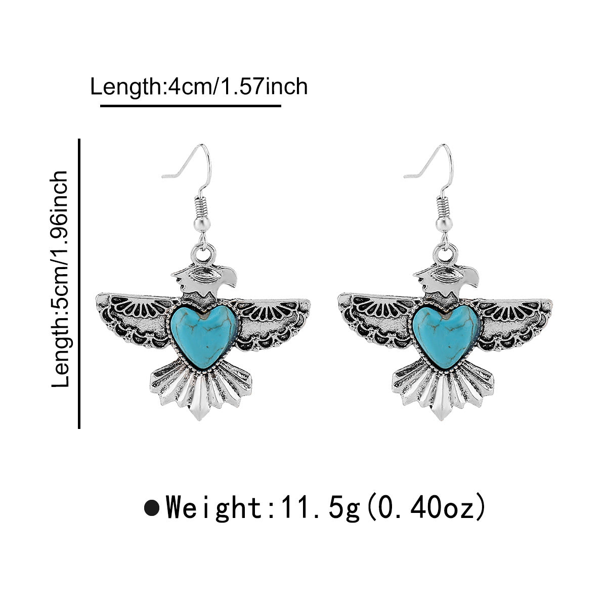 Pendientes bohemios de turquesa con cabeza de toro geométrica para mujer con base de aleación y acabado chapado